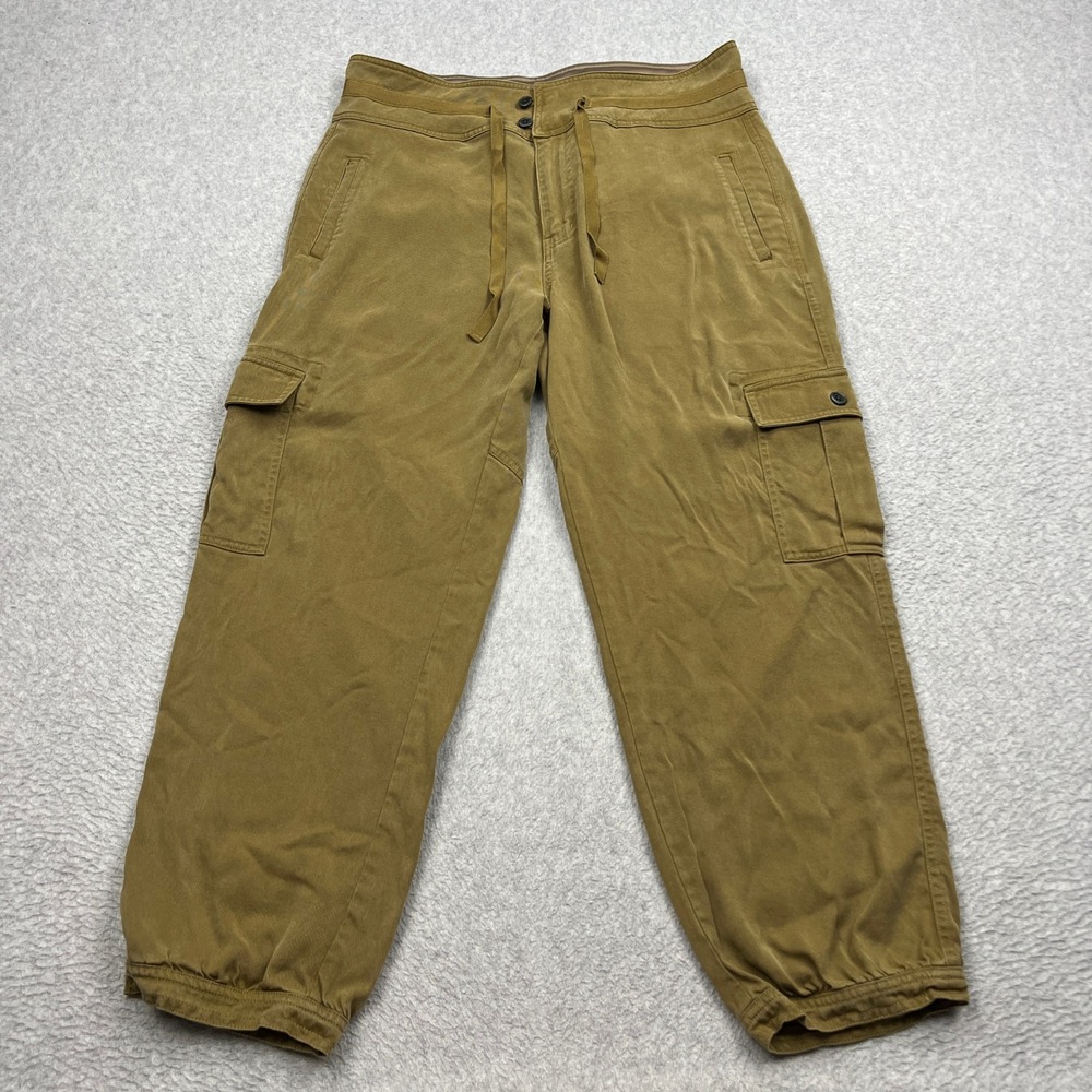 Sundance Cargo Pants Womens 10 Brown Tapered Drawstring Lyocell Utility Jogger